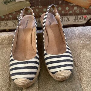 G.H. Bass & Co. Navy and White Striped Espadrilles